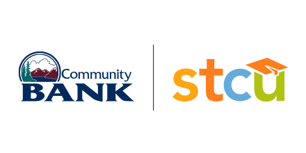 Community Bank and STCU logos side by side.